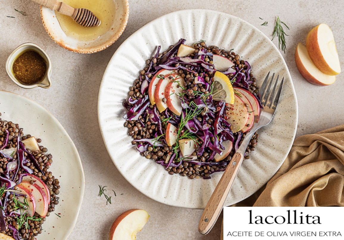 Ensalada Templada De Lentejas, Col Lombarda Y Manzana